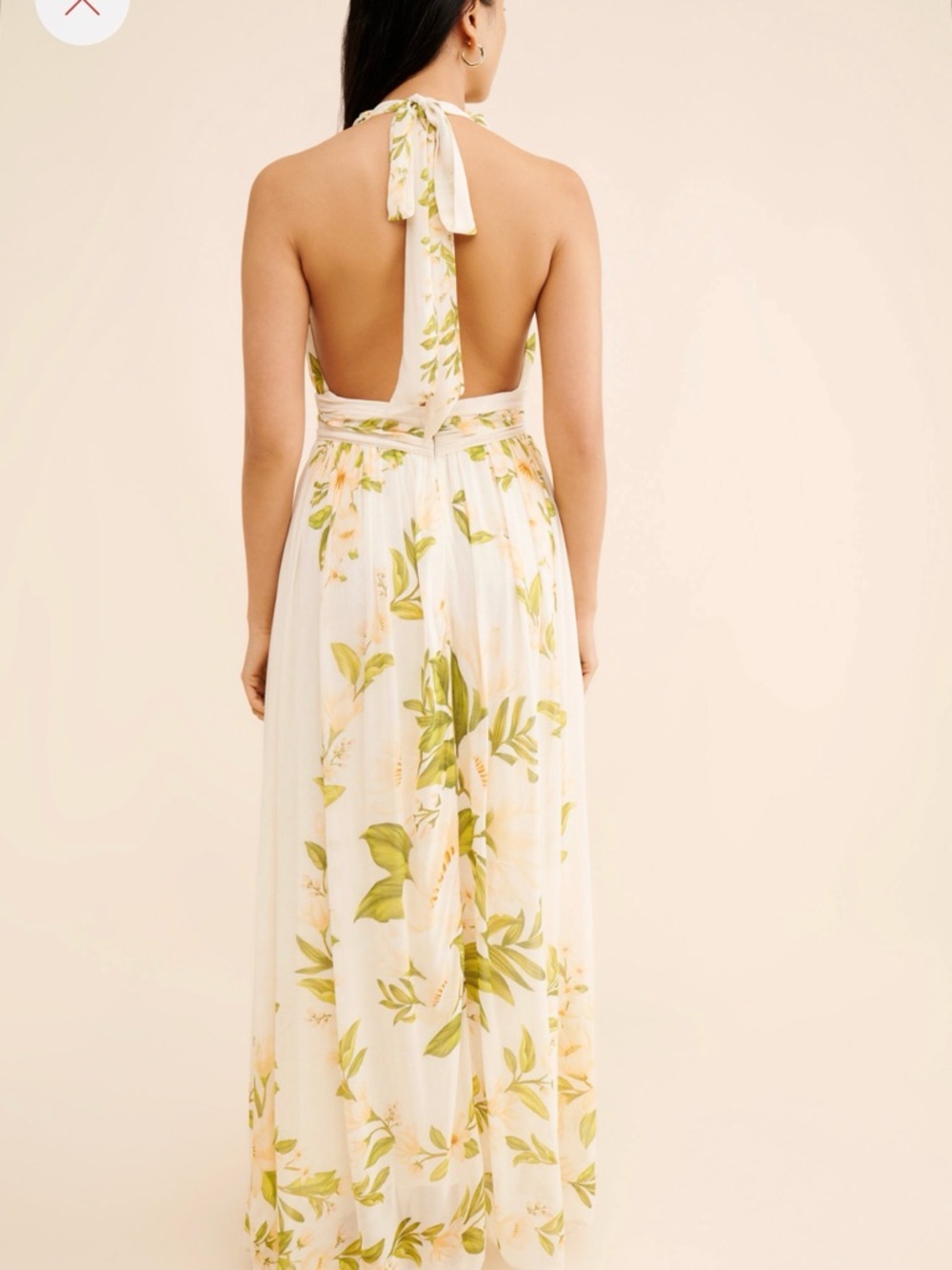 NWT FARM Rio Cream Maxi Dress with Green Leaf & Peach Blooms Size S - Picture 8 of 8